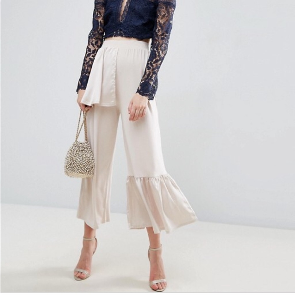 ASOS Wide leg pants with woven ruffle waist